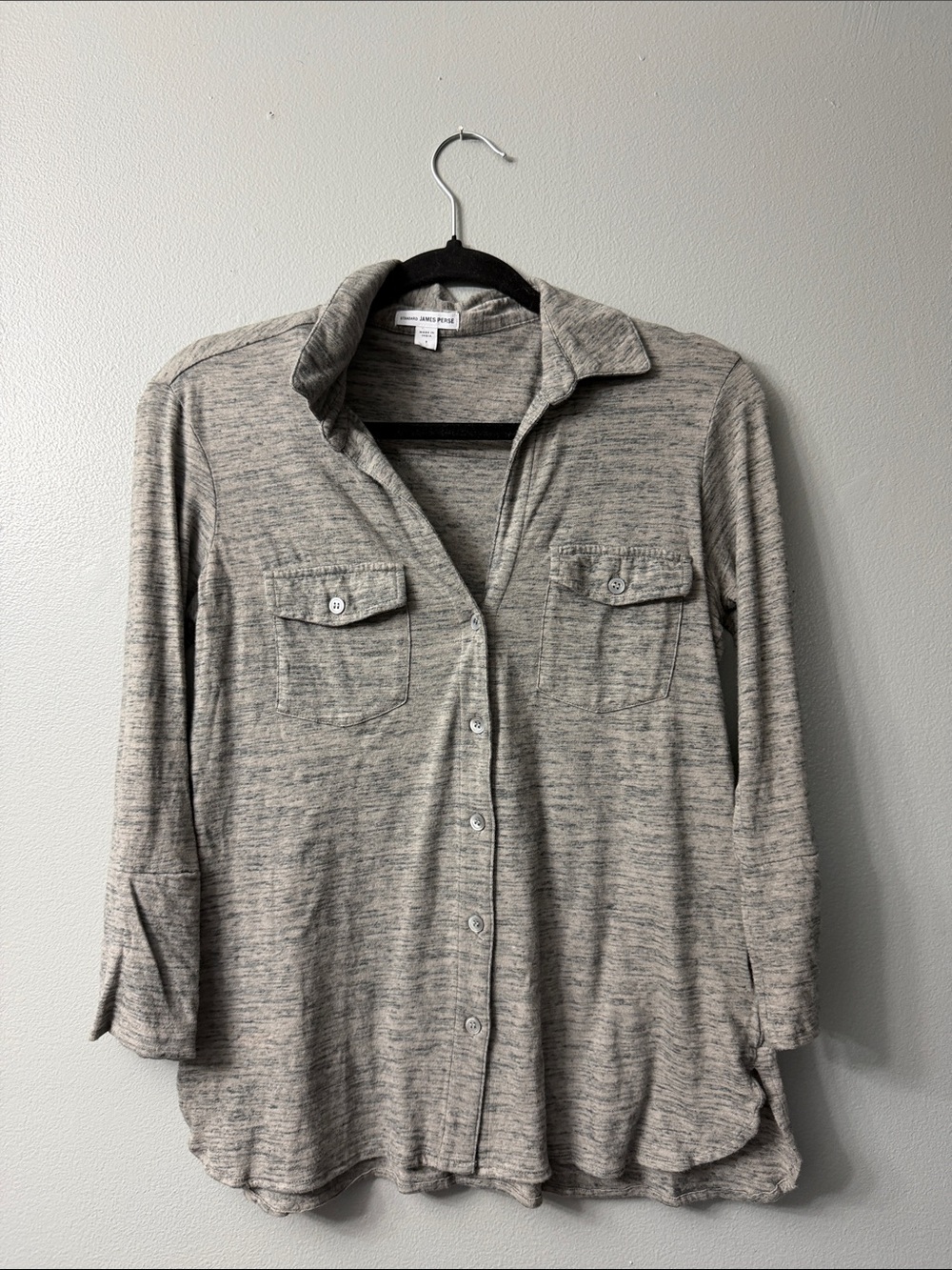 James Perse Heathered Light Gray Knit top small